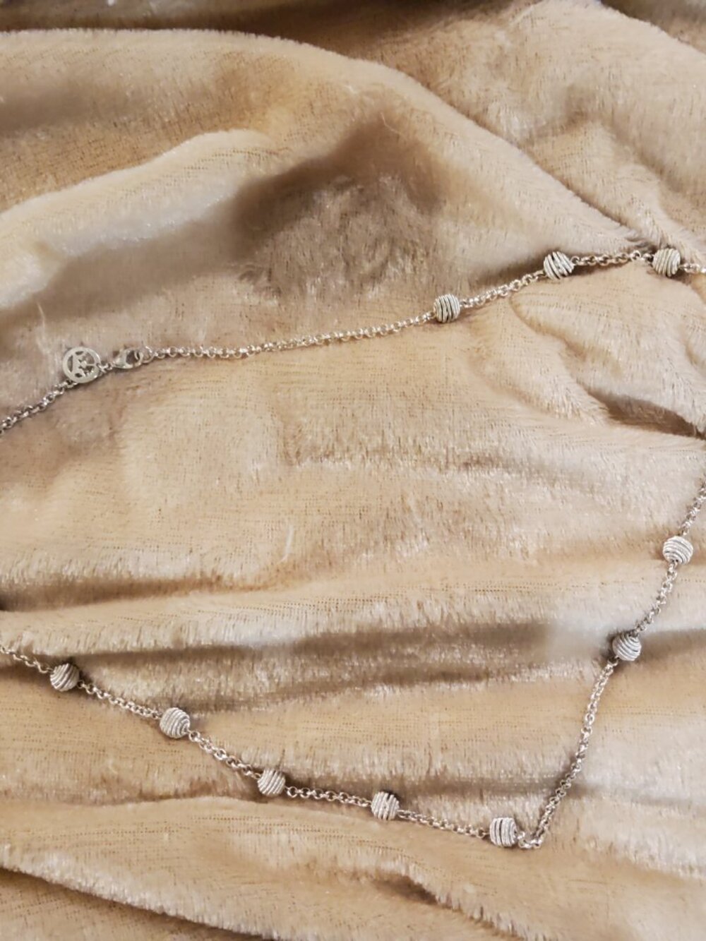Trifari Silver tone Chain and Ball necklace